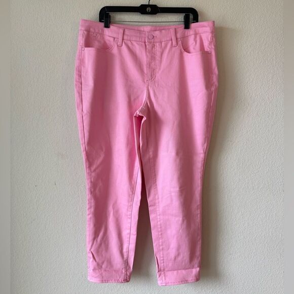 Talbots Women’s Flawless Slim Ankle Pink Jeans Sz 16W Barbiecore Stretch Crop - Picture 4 of 6
